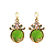 Brinco pedra verde redonda e zircônias coloridas folheado a Ouro 18k - Imagem 1