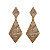 Brinco losangos cravejados de zirconias brancas folheado a Ouro 18k - Imagem 2