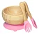 Jogo de bambu, garfo e colher de silicone - Rosa - Imagem 1