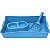 Kit Gato Caixinha de Areia + Pazinha + Comedouro Duplo para Gatos Bandeja Azul 40x27x7cm - Imagem 1
