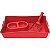 Kit Gato Caixinha de Areia + Pazinha + Comedouro Duplo para Gatos Bandeja Vermelha 40x27x7cm - Imagem 2