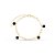 Pulseira com pedra preto na corrente de coração folheado a ouro - Imagem 2