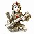Estátua Saraswati Deusa do Conhecimento Tocando Sitar 7cm - Bege - Imagem 1