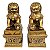 Leões Chineses Guardiões do Templo Bronze 19,5cm - Um Par de Shishi Leão - Imagem 1