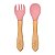 Kit Talheres Silicone e Bambu Rosa Bebe Alimentação - Imagem 2