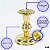Castiçal Dourado de Latão Suporte 1 Vela Igreja 1 Bola 9cm - Imagem 5