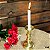 Castiçal Dourado de Latão Suporte 1 Vela Igreja 2 Bolas 12cm - Imagem 2