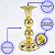Castiçal Dourado de Latão Suporte 1 Vela Igreja 2 Bolas 12cm - Imagem 5