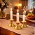 Castiçal Porta Vela Dourado Latão Decoração Mesa Compacto - Imagem 2