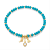 PULSEIRA COM CRISTAIS TURQUESA E PINGENTES FÉ - Imagem 1