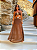 Vestido salomon – longo marrom vazado com metais - Imagem 1