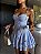 Vestido Macaquinho Saona blue com palas e flores bordadas - Imagem 2