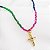 Choker Mini Cristais Coloridos Pingente Cruz banho de ouro amarelo - Imagem 1