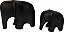 ENFEITE CERAMICA FAMILIA ELEFANTE PRETO FOSCO 11044PF - Imagem 1