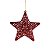 ESTRELA DECORATIVA VAZADA COM GLITTER VERMELHO E CORDÃO 26CM - Imagem 1