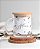 Caneca de vidro transparente personalizada flores minimalistas + frase - Imagem 1