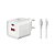 Carregador de Celular Parede com 2 Portas USB-A/USB-C 3.0A 45W GaN Bivolt Cabo Ligthning Branco X-Cell - XC-UR56B - XC-UR56B - Imagem 2