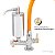 Torneira de Cozinha de Mesa Laranja Com Filtro Blindado Cromado Cone Gourmet Bica de Inox Flexível - Imagem 5