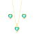 Conjunto Coração Cravejado Turmalina Banho Ouro 18k - Imagem 1
