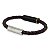 Bracelete em Couro Marrom com Detalhes em Aço Inox - Imagem 1