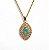 Colar Oval Turmalina Cravejado Folheado Ouro 18k - Imagem 1
