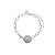 Pulseira Medalha Olho Grego com Cristal Banho Ródio Branco - Imagem 1