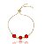 Pulseira Regulável Cristal Vermelho Banho Ouro 18k - Imagem 1