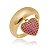 Anel Aliança Pingente Coração Rosa Cravejado Folheado a Ouro 18K - Imagem 2