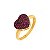 Anel Coração Pavê Rosa Abaulado Folheado a Ouro 18K - Imagem 1