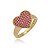 Anel Coração Pavê Rosa Grande Folheado a Ouro 18K - Imagem 2