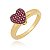Anel Coração Pavê Rosa Reto Folheado a Ouro 18K - Imagem 2