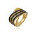 Anel Cruzado 3 Fios Negros Folheado a Ouro 18K - Imagem 1