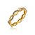 Anel Fio Liso E Fio Cravejado Entrelaçado Folheado a Ouro 18K - Imagem 1