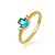 Anel Gota Aquamarine E Duas Zircônias Lateral Folheado a Ouro 18K - Imagem 1