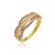 Anel Ondas Cravejadas Com Fio De Baguetes Folheado a Ouro 18K - Imagem 2