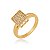 Anel Pavê Quadrado Cristal Folheado a Ouro 18K - Imagem 1