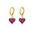 Argola Pingente Coração Cravejado Rosa Folheado a Ouro 18K - Imagem 1