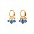 Brinco Argola 3 Zircônias Azuis Pequeno Folheado a Ouro 18K - Imagem 1