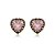 Brinco Coração Rosa Borda Zircônias Negras Folheado a Ouro 18K - Imagem 1