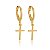 Brinco De Argola Cruz Lisa Folheado a Ouro 18K - Imagem 1