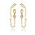 Brinco Earchain Coração Zircônia Cristal Folheado a Ouro 18K - Imagem 1