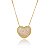 Colar Coração Pavê Abaulado Cristal Folheado a Ouro 18K - Imagem 1
