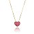 Colar Coração Pavê Abaulado Rosa Folheado a Ouro 18K - Imagem 1