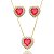 Conjunto Coração Rosa Com Borda Cravejado Folheado a Ouro 18K - Imagem 1