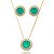 Conjunto Redondo Verde Com Borda Cravejado Folheado a Ouro 18K - Imagem 1