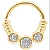 Piercing Argola Cravejado Frontal 3 Zircônias Folheado a Ouro 18K - Imagem 1