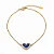 Pulseira Coração Cravejado Resina Azul Meio Folheado a Ouro 18K - Imagem 1