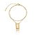 Pulseira Corrente Dupla Pingente Placa Retangular Cruz Vazado Folheado a Ouro 18K - Imagem 3