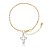Pulseira Elo Bolinhas Pingentes Cruz Vazado Folheado a Ouro 18K - Imagem 2