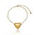 Pulseira Elo Corações E Coração Liso Folheado a Ouro 18K - Imagem 1